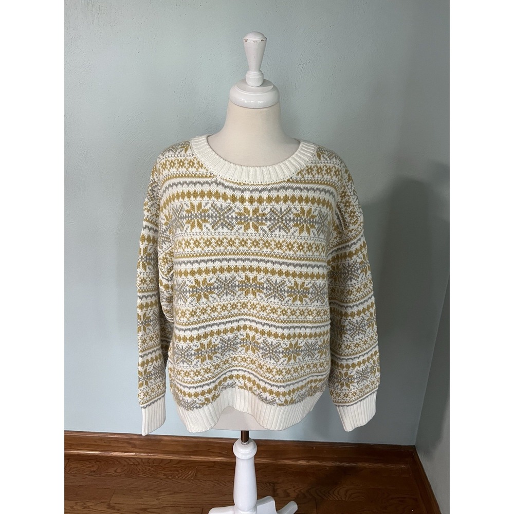 Gu Snowflake Patterned Ugly Christmas‎ Sweater Grannycore Pullover Sz Xl
